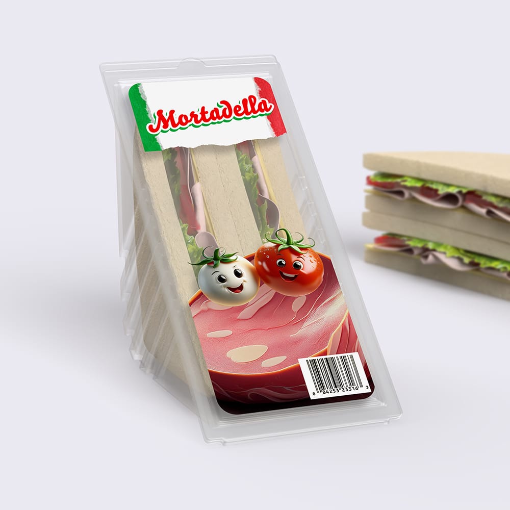 Triangle Wedge Sandwich – Box Label Mock Up | Editable PSD Templates