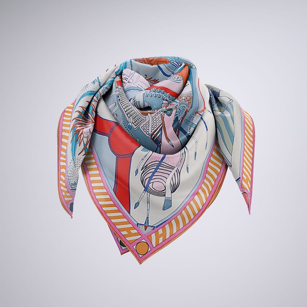 Square Silk Scarf or Bandana Mock up | 4 PSD Files, Editable Smart Objects
