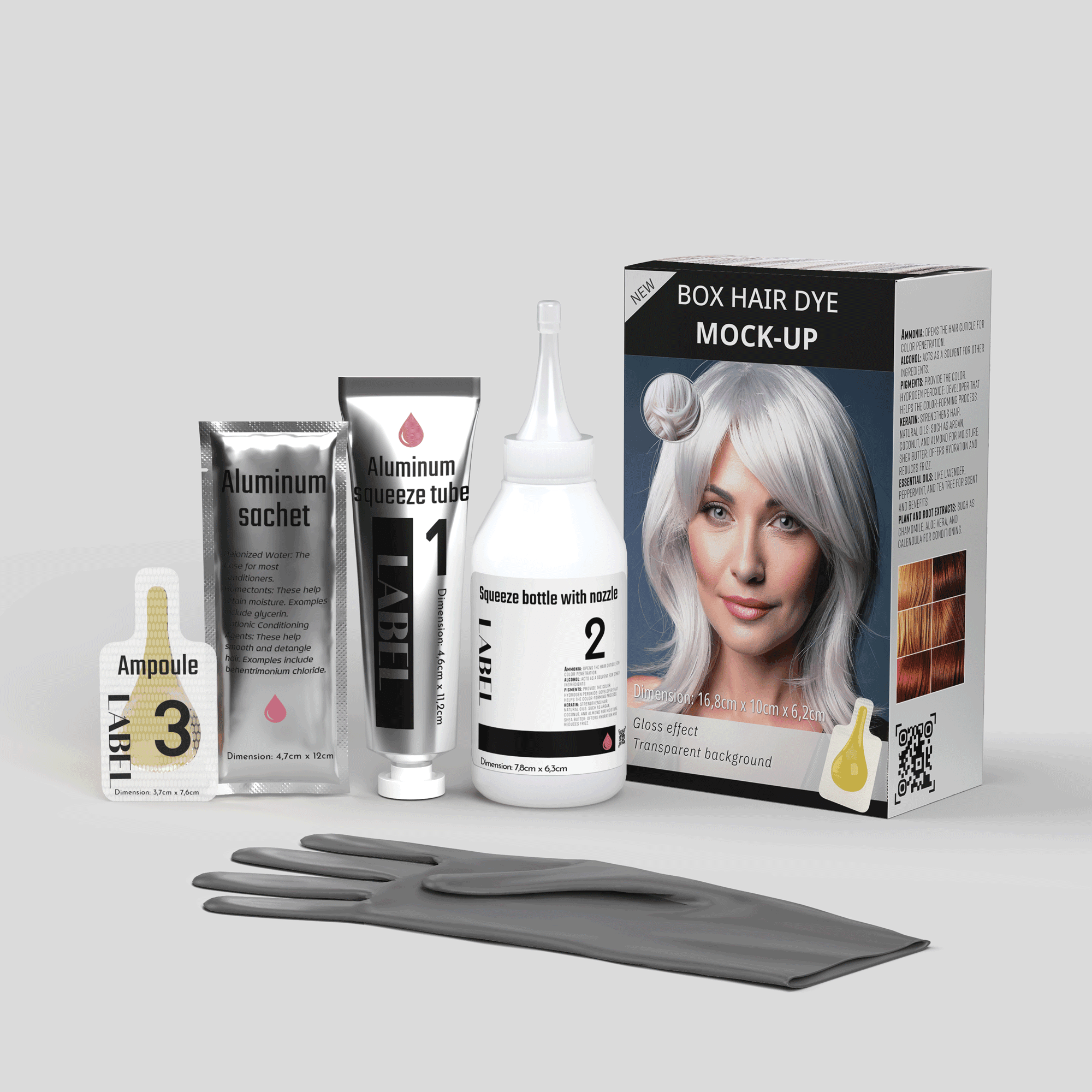 Box Hair Dye Mock-Up | At-Home Hair Coloring Kit Packaging Design | Editable PSD Templates