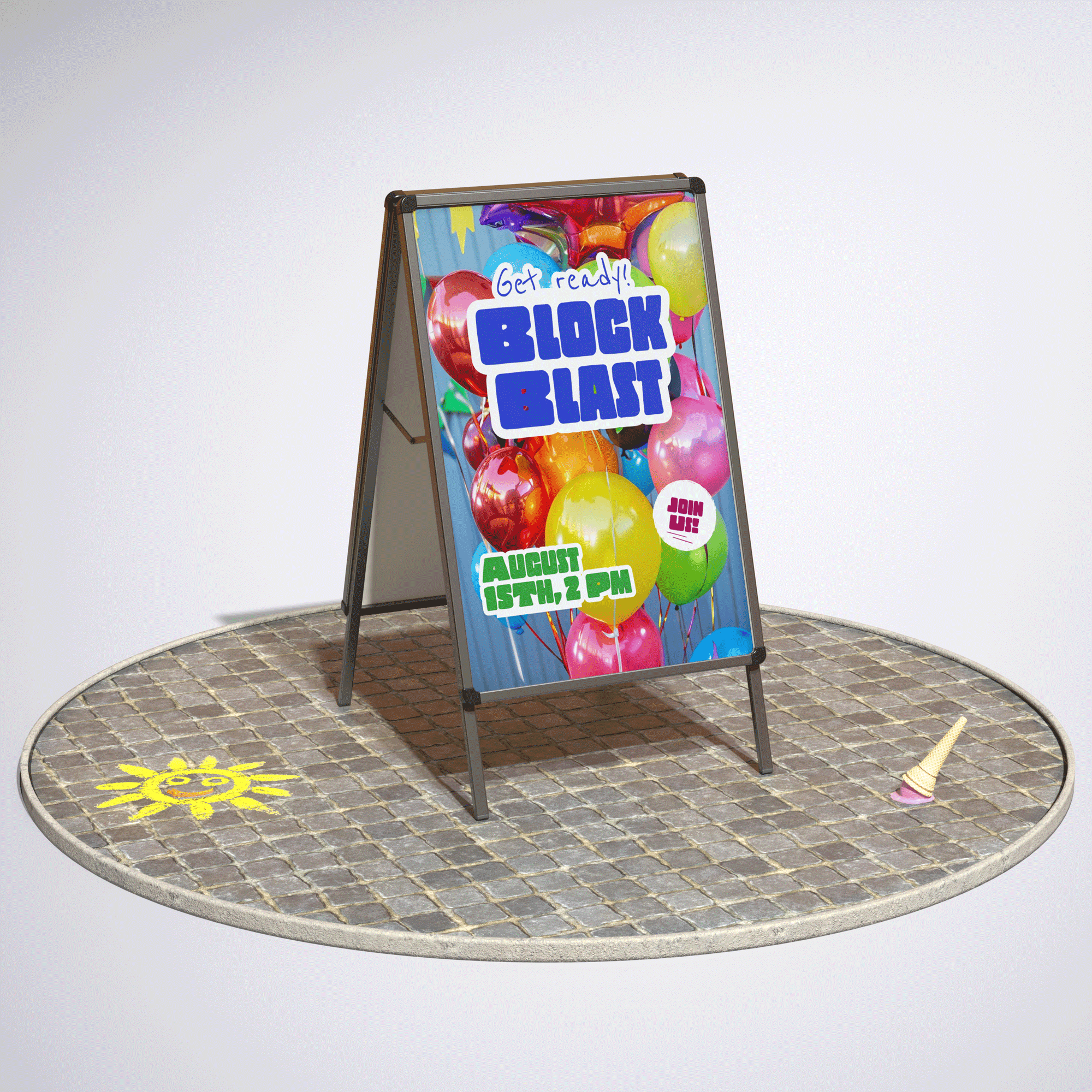 Seasonal Poster Stand Mock Up | Wedding, Travel, Promotional Display | A Frame Poster Holder PSD Templates